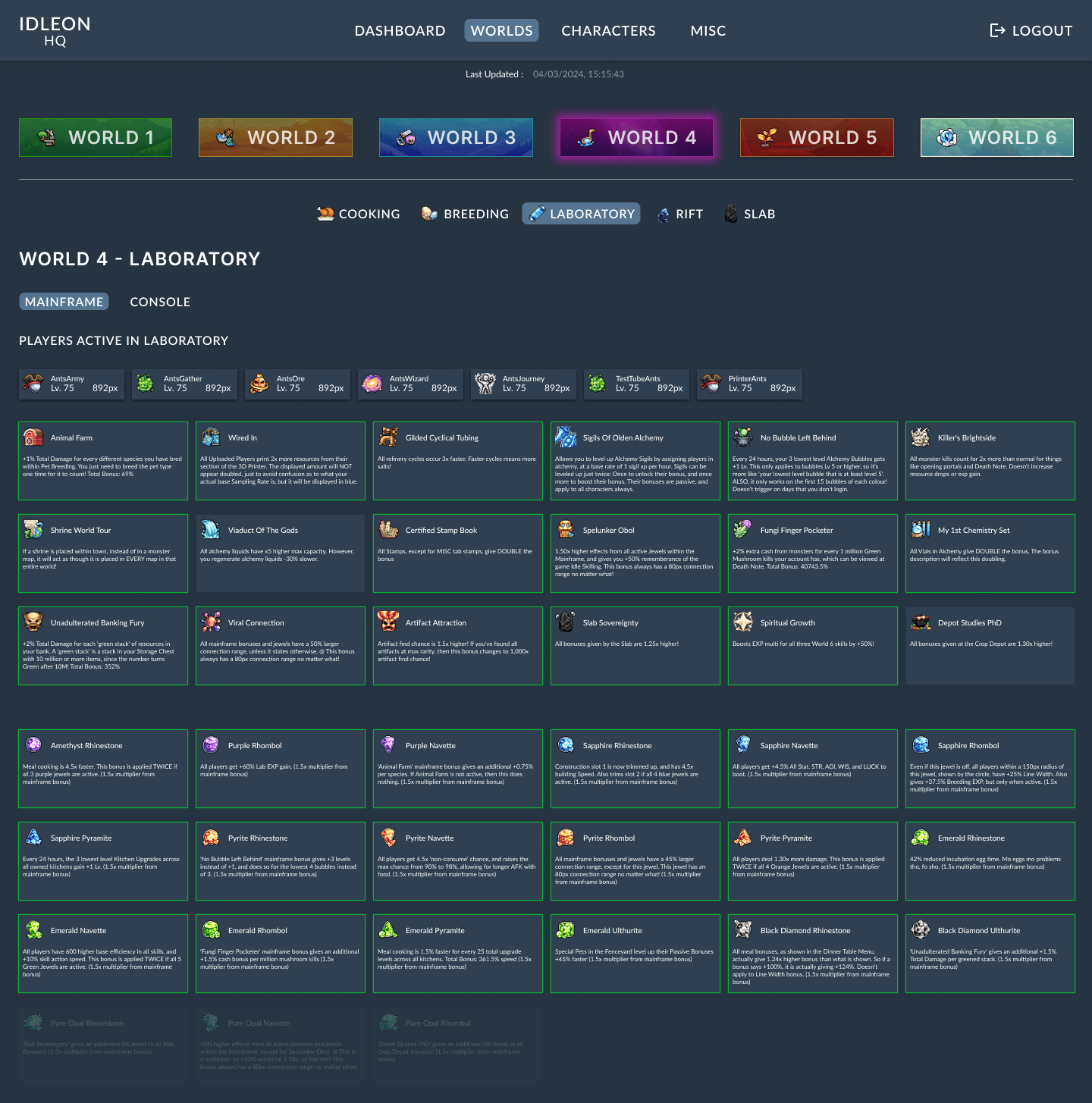 Design frame of the lab mainframe skill for world 4